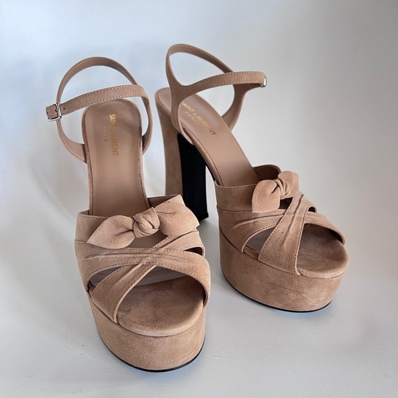 *SOLD* AUTH Saint-Laurent Candy 80 Bow Platforms - Picture 1 of 13